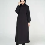 Balıkçı Yaka Uzun Kaşkorse Tesettür Elbise