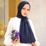 Bambu Kraş Şal - Lacivert