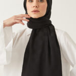 Dama Desen Siyah İpeksi Jakar Şal