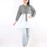 Gofre Desen Bağcıklı Tunik Siyah