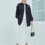 Kapitone Siyah Gömlek Ceket