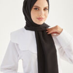 Kaz Ayağı İpeksi Jakar Siyah Şal