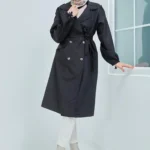 Kol Bağlamalı Trençkot Siyah