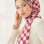 Satranç Desen Dijital Soft Şal - Mürdüm