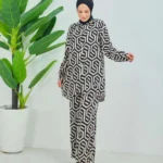 Viskon Emprime Dijital Desen Takım Siyah