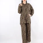 Viskon Emprime Dijital Desen Takım - Kahverengi