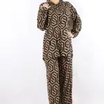 Viskon Emprime Dijital Desen Takım - Kahverengi