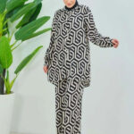 Viskon Emprime Dijital Desen Takım Siyah