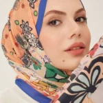 Yamalı Çiçek Desen Dijital Soft Şal-Parlement Mavisi