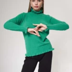 Volanlı Yeşil Kazak