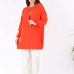 Kolyeli Aurobin Kumaş Turuncu Tunik