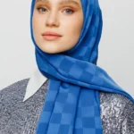 Dama Desen Indigo Ipeksi Jakar Şal