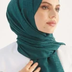 F Desen Ipeksi Jakar Şal Zümrüt Yeşili