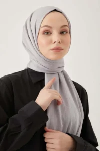 Krinkıl Ipeği Şal Gri