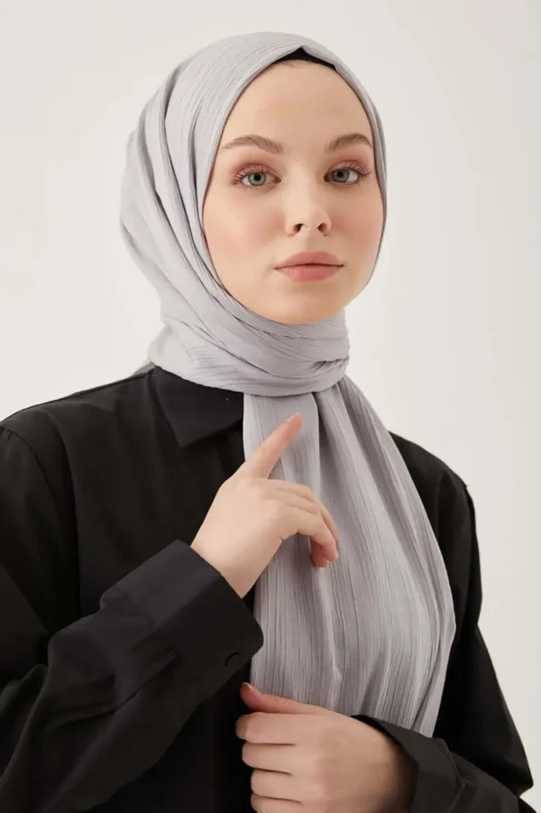 Krinkıl Ipeği Şal Gri