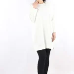 Oversize Çavuş Desen Tunik Ekru