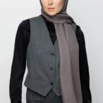 Pamuk Jakarlı Zikzak Desen Şal Gri