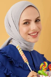 Pliseli Eşarp Gümüş