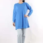 Oversize Çavuş Desen Tunik Mavi