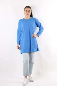 Oversize Çavuş Desen Tunik Mavi