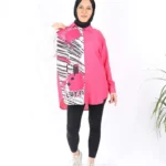 Baskılı Fuşya Gömlek Bluz