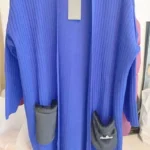 Cep Detaylı Uzun Örme Hırka-Saks