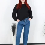 Havuç Dilim Kuşaklı Kot Pantolon