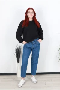 Havuç Dilim Kuşaklı Kot Pantolon