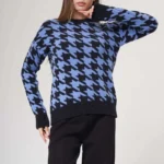 Kazayağı Desenli Kazak Mavi