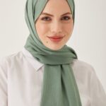 Krinkıl İpeği Şal Küf Yeşili