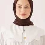 Plise Eşarp Koyu Kahverengi