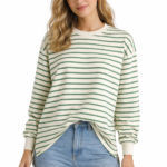 Ribanalı Çizgili Penye Tunik Yeşil