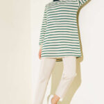 Ribanalı Çizgili Penye Tunik Yeşil