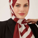 Zikzak Desen Krep Şal Bordo