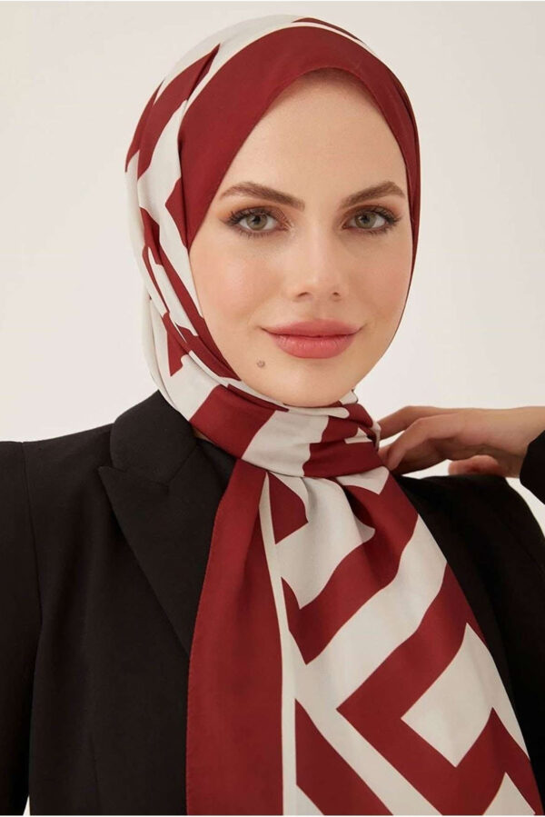 Zikzak Desen Krep Şal Bordo