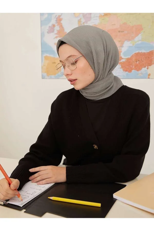 Plise Eşarp Gümüş