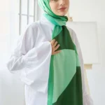 Geometrik Desen Dijital Soft Şal Orman Yeşili