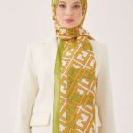 F Desen Krep Şal-fıstık Yeşili