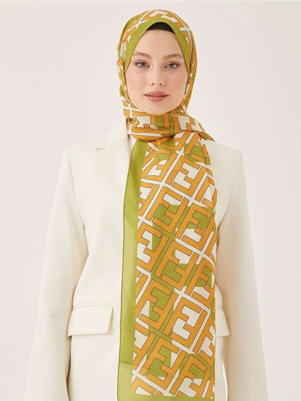 F Desen Krep Şal-fıstık Yeşili