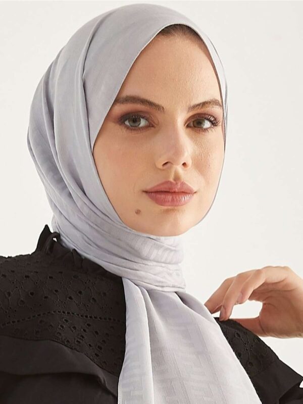 F Desen Pamuk Jakar Şal Gümüş