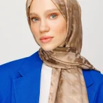 Kazayağı Desen Parlak Jakar Şal Kahverengi