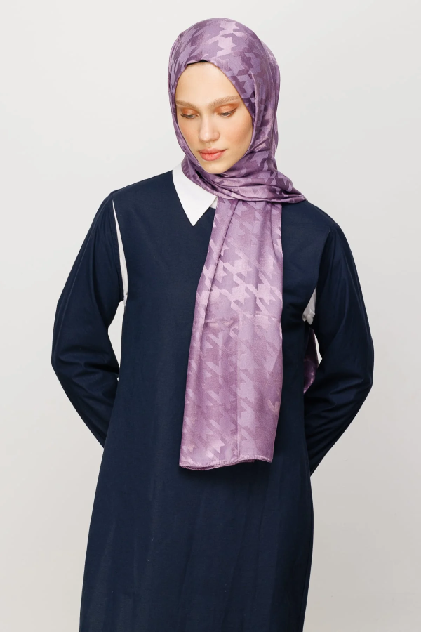 Kazayağı Desen Parlak Jakar Şal Lavanta