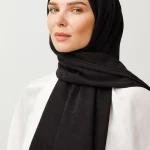 Kazayağı Desen Parlak Jakar Şal Siyah