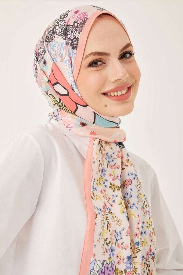 Yamalı Çiçek Desen Dijital Soft Şal Yavruağzı