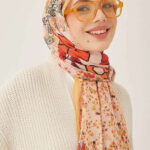 Yamalı Çiçek Desen Dijital Soft Şal Hardal