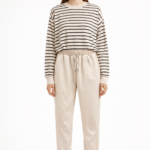 Yüksek Bel Bağcıklı Rahat Kesim Kadın Pantolon Bej